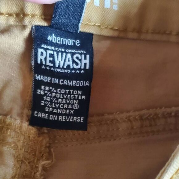 Rewash Women’s High Rise Mustard Yellow Denim Shorts Size 5 Button Fly Frayed He - Picture 5 of 6